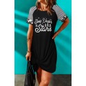 Black Sleep Under the Stars Romantic Graphic T Shirt Dress